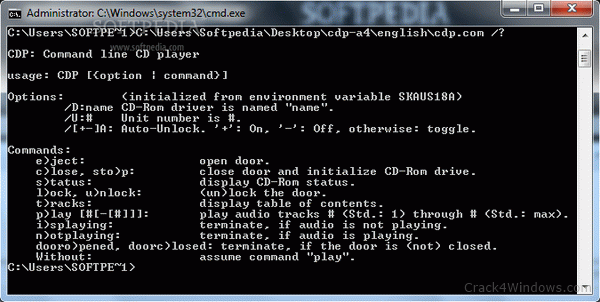 windows eject cd command line