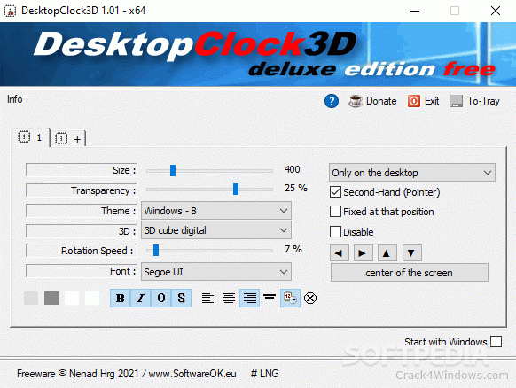 download the new DesktopClock3D 1.92