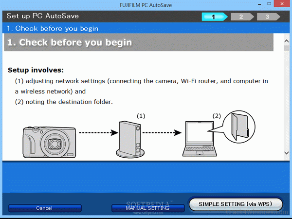 fujifilm pc autosave will not connet