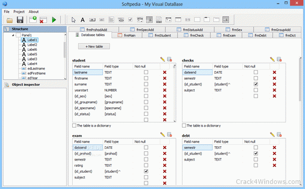 crack code for my visual database