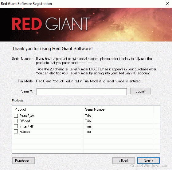 red giant software registration