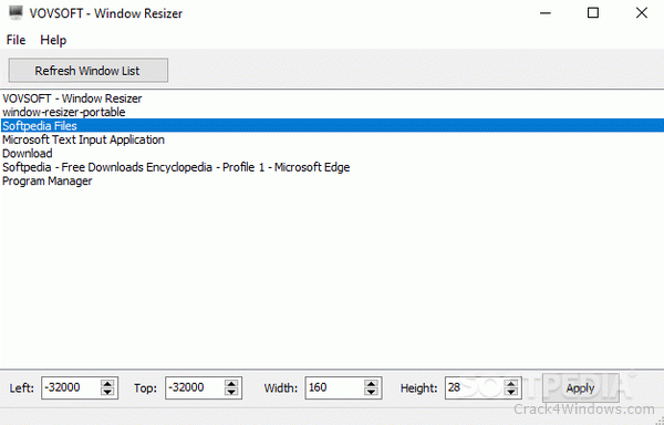 free instal VOVSOFT Window Resizer 2.7