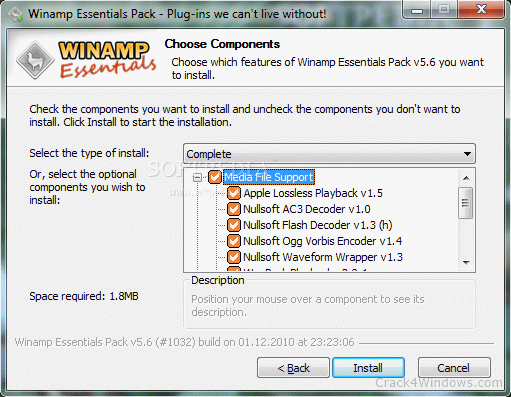 Winamp essentials pack install что это